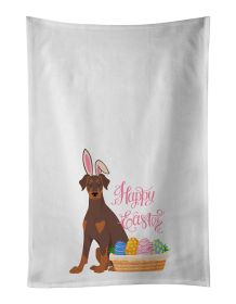 NEW Natural Ear Red and Tan Doberman Pinscher Easter Kitchen Towel Set of 2 White Dish Towels Decorative Bathroom Hand towel for Hand, Face, Hair