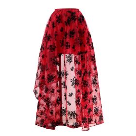 Korean-style Embroidered Floor-length Bridal Wedding Dress Long Sleeve Lace Slim-fit Slimming Irregular Half-length (Option: Red-S)